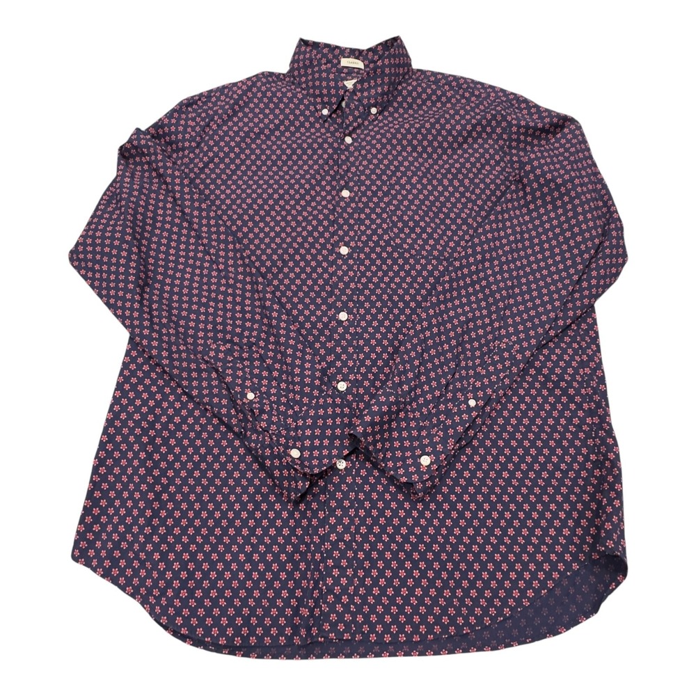 J Crew Slim Stretch Secret Wash Floral Sport Button Shirt Mens Xtra Large Blue